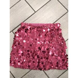 SHEIN Pink Sequin Mini Skirt Sparkly Party Festival Rave Glam Size M‎